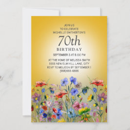 Colorful Wildflower Yellow Sunshine 70th Birthday Kaart