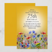 Colorful Wildflower Yellow Sunshine 75th Birthday Kaart (Voorkant / Achterkant)
