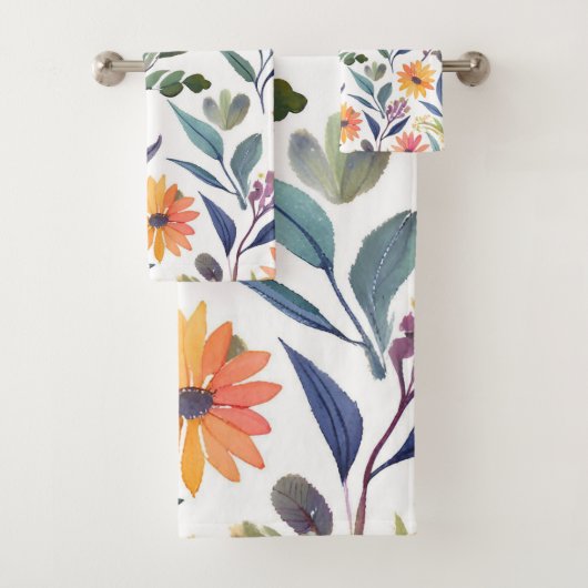 Colorful Wildflowers | Beautiful Floral Watercolor Bad Handdoek (Insitu)