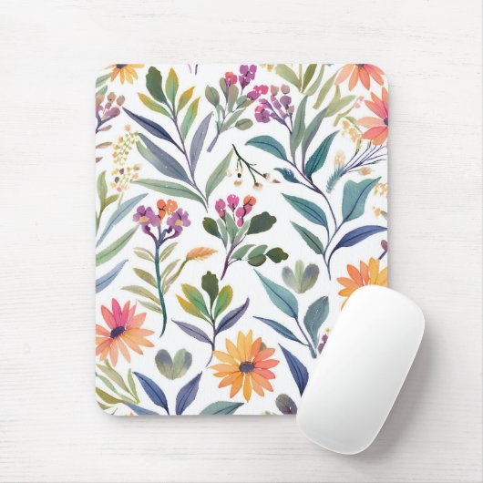 Colorful Wildflowers | Beautiful Floral Watercolor Muismat (Met muis)