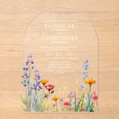 Colorful Wildflowers Elegant Wedding Arch Acryl Uitnodigingen (Voorkant)