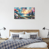colorful wildflowers on waters edge landscape canvas afdruk (Insitu (Slaapkamer))