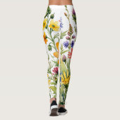 Colorful wildflowers watercolor painting leggings (Achterkant)