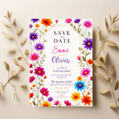 Colorful Wildflowers Wedding Invitation Save The Date