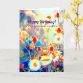 Colorful Wilflower Happy Birthday Flowers Kaart (Gele Bloem)