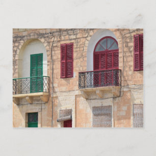 Colorful Window Shutters in Malta Briefkaart