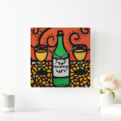 Colorful Wine Art Chardonnay Vierkante Klok (Huis)