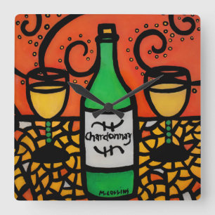 Colorful Wine Art Chardonnay Vierkante Klok