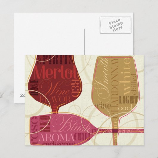 Colorful Wine Glasses Briefkaart (Voorkant / Achterkant)