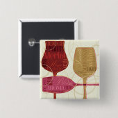 Colorful Wine Glasses Vierkante Button 5,1 Cm (Voorkant /achterkant)