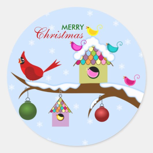 Colorful Winter Birds Stickers (Voorkant)