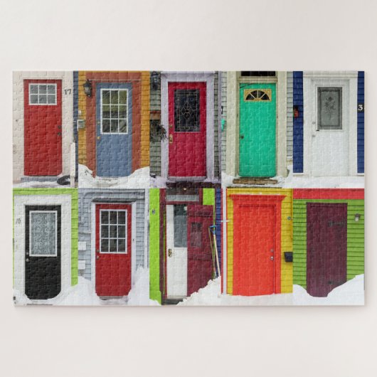 Colorful Winter Doors Modern Building Collage Legpuzzel (Horizontaal)