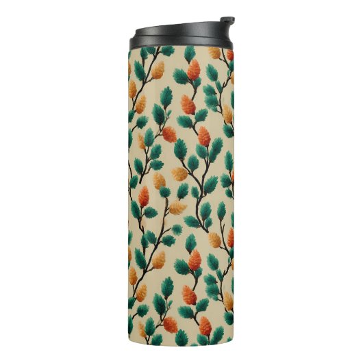 Colorful Winter Pinecone Branches Thermosbeker (Gedraaid links)