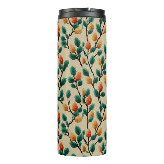 Colorful Winter Pinecone Branches Thermosbeker (Achterkant)
