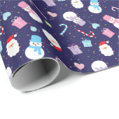 Colorful Winter Snowman Kerstkerstnamerapatroon Cadeaupapier (Rol Hoek)
