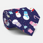 Colorful Winter Snowman Kerstkerstnamerapatroon Stropdas (Opgerold)