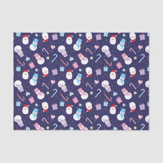 Colorful Winter Snowman Kerstkerstnamerapatroon Tissuepapier (Voorkant)