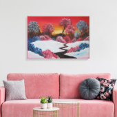 Colorful Winter Snowy Red Sunset Canvas Afdrukken (Insitu (Woonkamer))