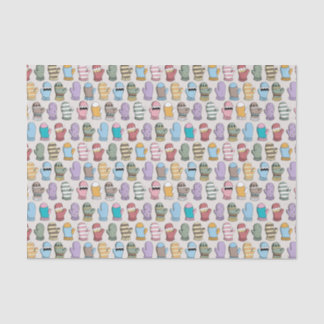 Colorful Winter Woolen Mittens Pattern Tissuepapier
