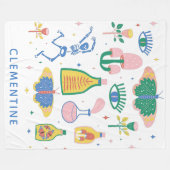 Colorful Witchy Magic Potions Persoonlijke naam Fleece Deken (Voorkant (Horizontaal))