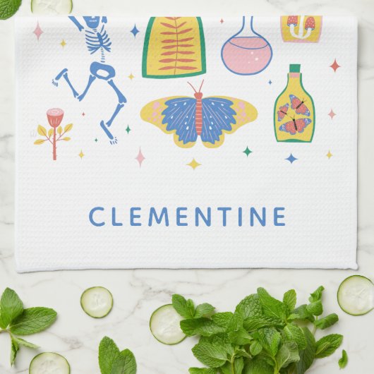 Colorful Witchy Magic Potions Persoonlijke naam Theedoek (Gevouwen)