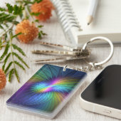 Colorful With Blue Modern Abstract Fractal Art Sleutelhanger (Voorkant Rechts)