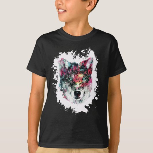 Colorful Wolf Art T-shirt (Voorkant)
