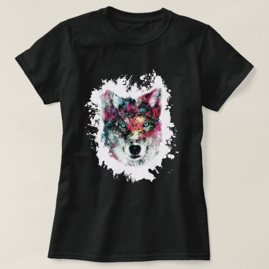 Colorful Wolf Art T-shirt (Design voorkant)