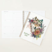 Colorful Wolf en Florals Waterverf in Natuur Planner (Display)