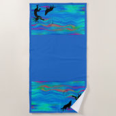 Colorful Wolf en Kokopelli Strandlaken (Voorkant)