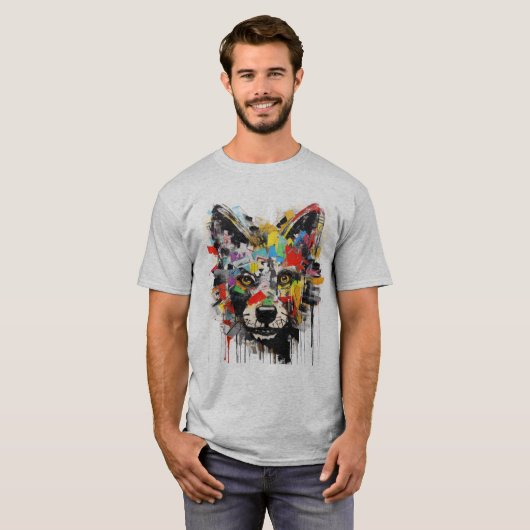 Colorful Wolf Head Graffiti art T-shirt (Voorkant volledig)