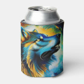 Colorful Wolf Howl Blikjeskoeler (Blikje Voorkant)