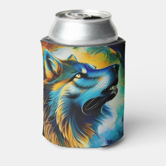 Colorful Wolf Howl Blikjeskoeler (Blikje Achterkant)