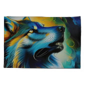 Colorful Wolf Howl Kussensloop (Achterkant)