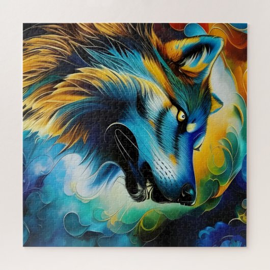 Colorful Wolf Howl Legpuzzel (Horizontaal)