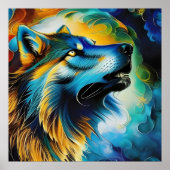 Colorful Wolf Howl Poster (Voorkant)