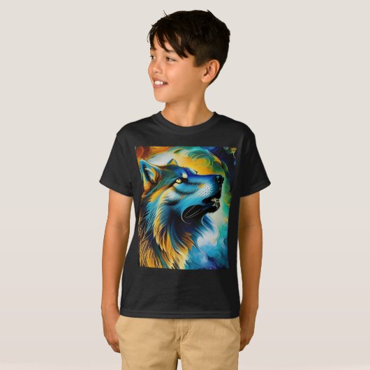Colorful Wolf Howl T-shirt (Voorkant volledig)