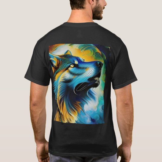 Colorful Wolf Howl T-shirt (Achterkant)