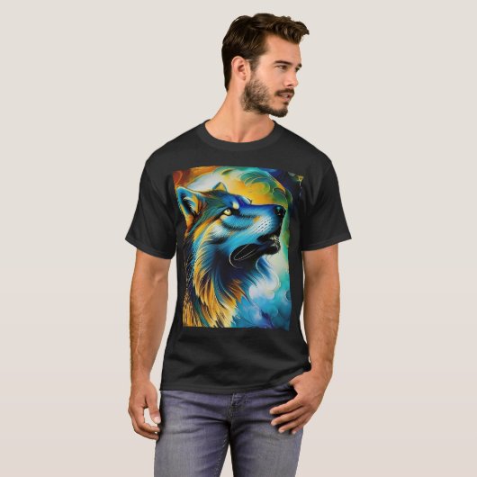 Colorful Wolf Howl T-shirt (Voorkant volledig)