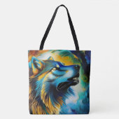 Colorful Wolf Howl Tote Bag (Voorkant)