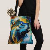 Colorful Wolf Howl Tote Bag (Dichtbij)