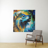 Colorful Wolf Howl Wandkleed (In situ)