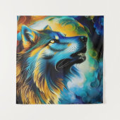 Colorful Wolf Howl Wandkleed (Voorkant)