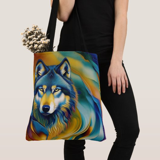 Colorful Wolf Mountain Waves Tote Bag (Dichtbij)