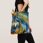 Colorful Wolf Mountain Waves Tote Bag (Dichtbij)