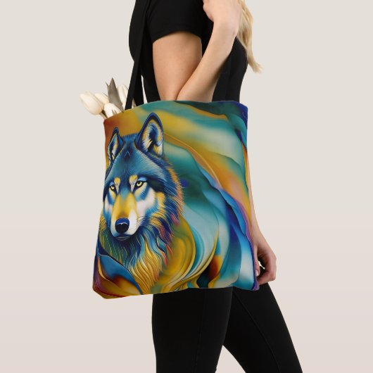 Colorful Wolf Mountain Waves Tote Bag (Dichtbij)