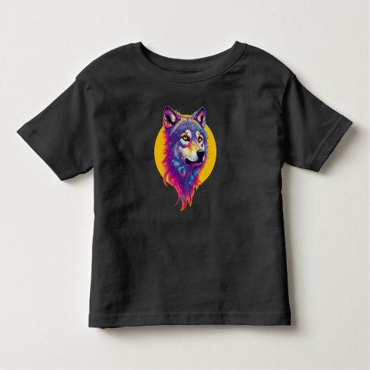 Colorful Wolf portret Kinder Shirts (Voorkant)