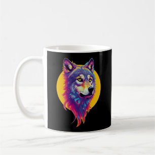 Colorful Wolf portret Koffiemok