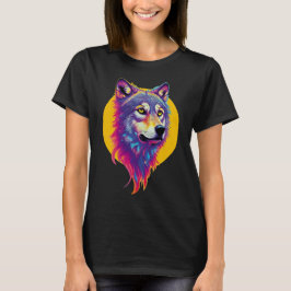 Colorful Wolf portret T-shirt