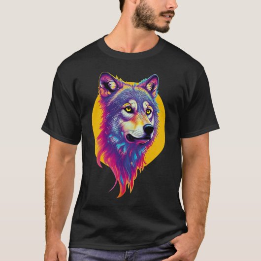 Colorful Wolf portret T-shirt (Voorkant)
